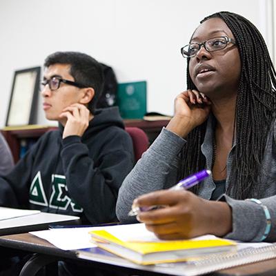 Two students in math class.