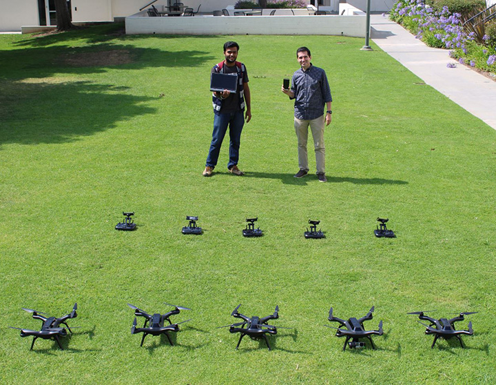A network of drones that communicate with each other to collaborate in performing target counting and identification on the fly