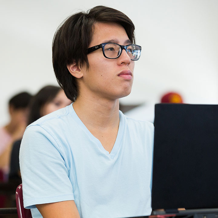 A student paying attention in class